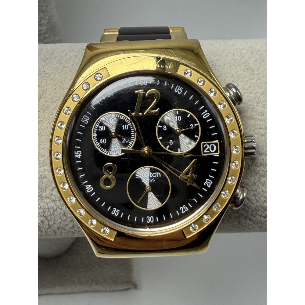 Swatch Irony Dreamnight Yellow YCG405G New Battery 40MM 7" Chronograph Mens‎